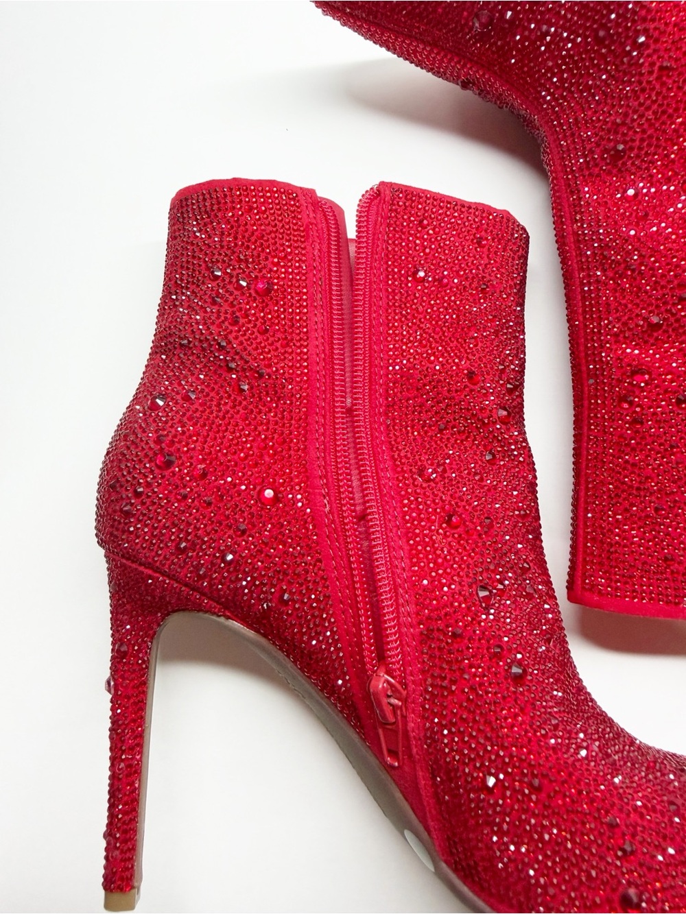 INC Red Rhinestone Bling Stiletto Ankle Boots - Picture 7 of 13